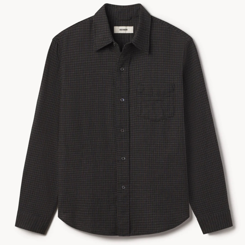 Pacific Twill One Pocket Shirt: Charcoal/Brown Check